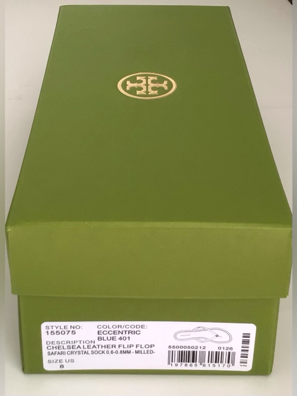 Tory Burch Chelsea Leather Flip Flop Sandals-Eccentric Blue Silver Logo - Picture 13 of 15